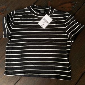 Black and white striped crop top